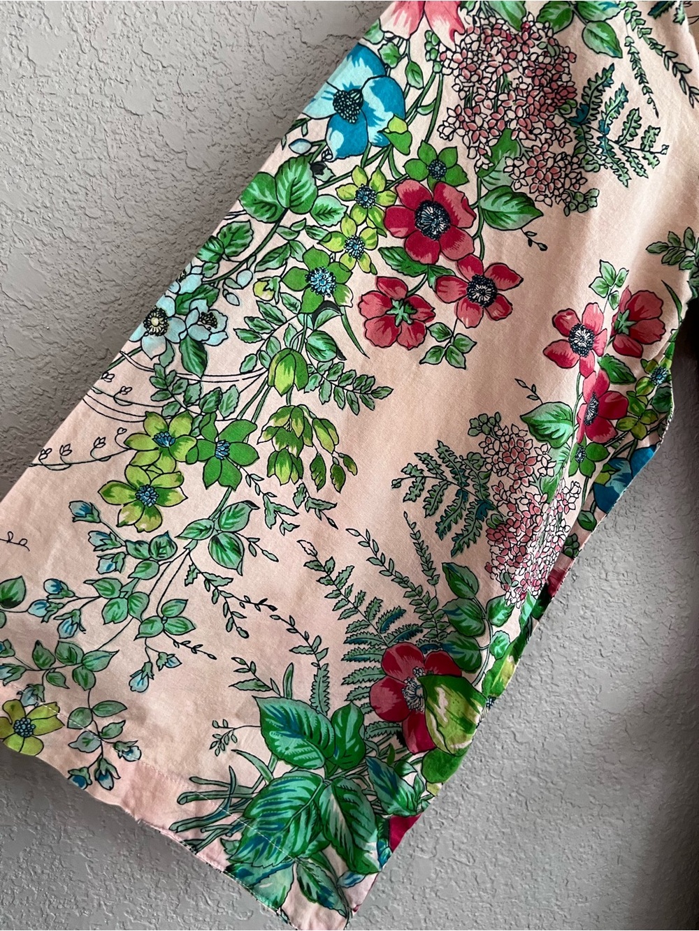 😎 Plum Pretty Sugar Botanical Floral Cotton Wrap Robe Pink Green Size Medium - Picture 7 of 13